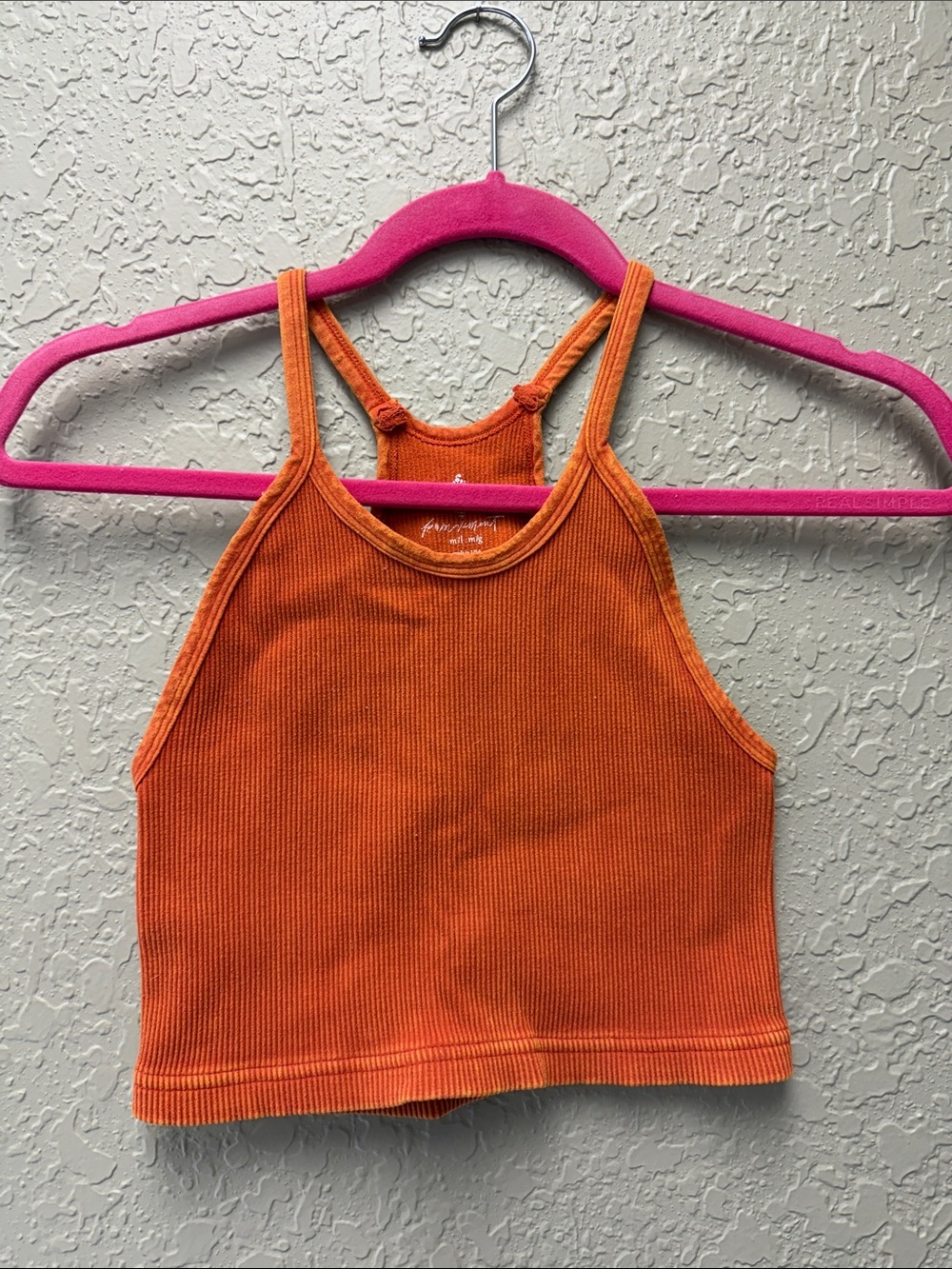 FP Movement by Free People Ribbed Orange Racerback Crop Top